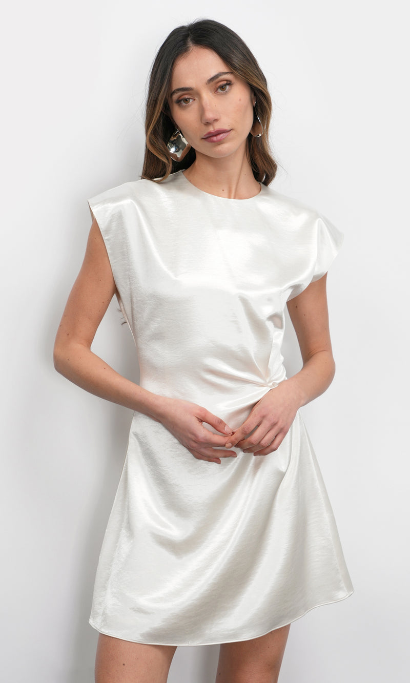 Wilson High Shine Dolman Sleeve Side Twist Mini Dress