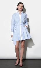 Faith Stripe Godet Mini Shirt Dress