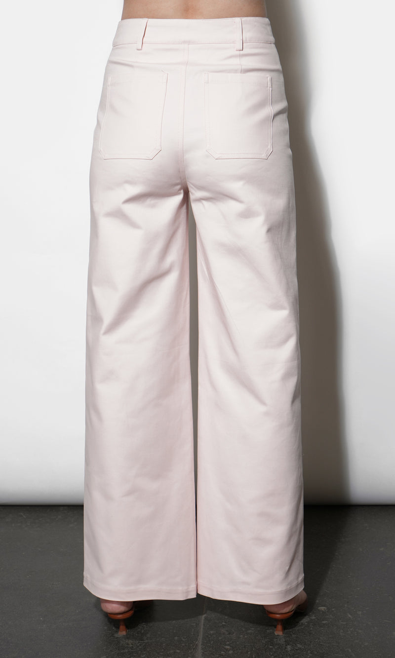 Jennsen Cotton Canvas Wide Leg Pink Pants