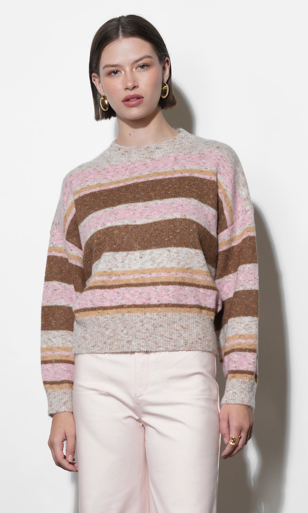 Wendy Slouchy Crew Neck Stripe Sweater