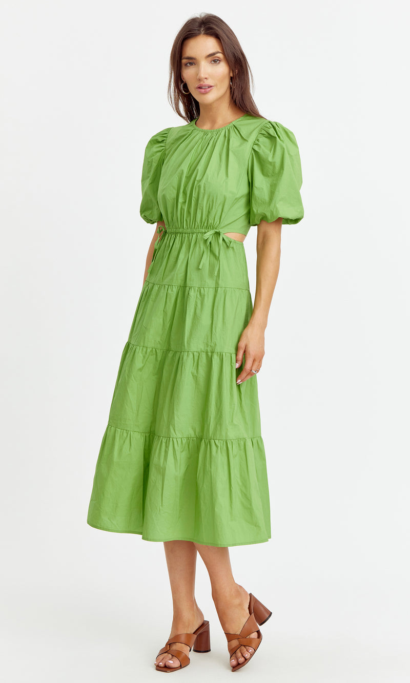 Jenna Cut Out Tiered Poplin Midi Dress