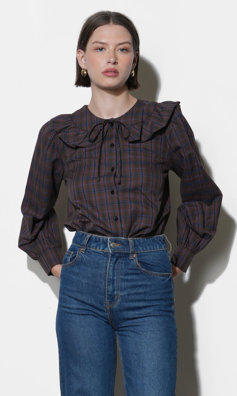 Krista Peter Pan Collar Plaid Blouse G258T7293