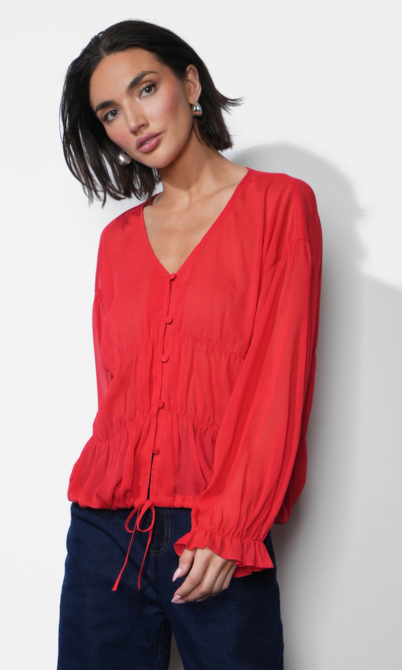 Lainey Flowy Button Front Blouse G2511T7397