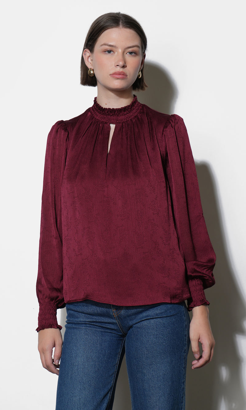 Mika Textured Smocked Neck Blouse G249T7078