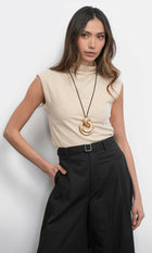 Paloma Funnel Neck Knit Sand Top G257T7261