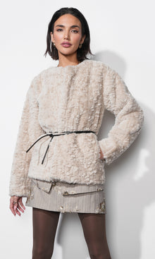 Yuri Collarless Faux Fur Jacket G2510J1844