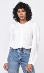 Ellias Embroidered Collar Poplin Blouse