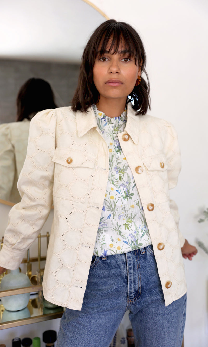 Alexia Embroidered Twill Shaket