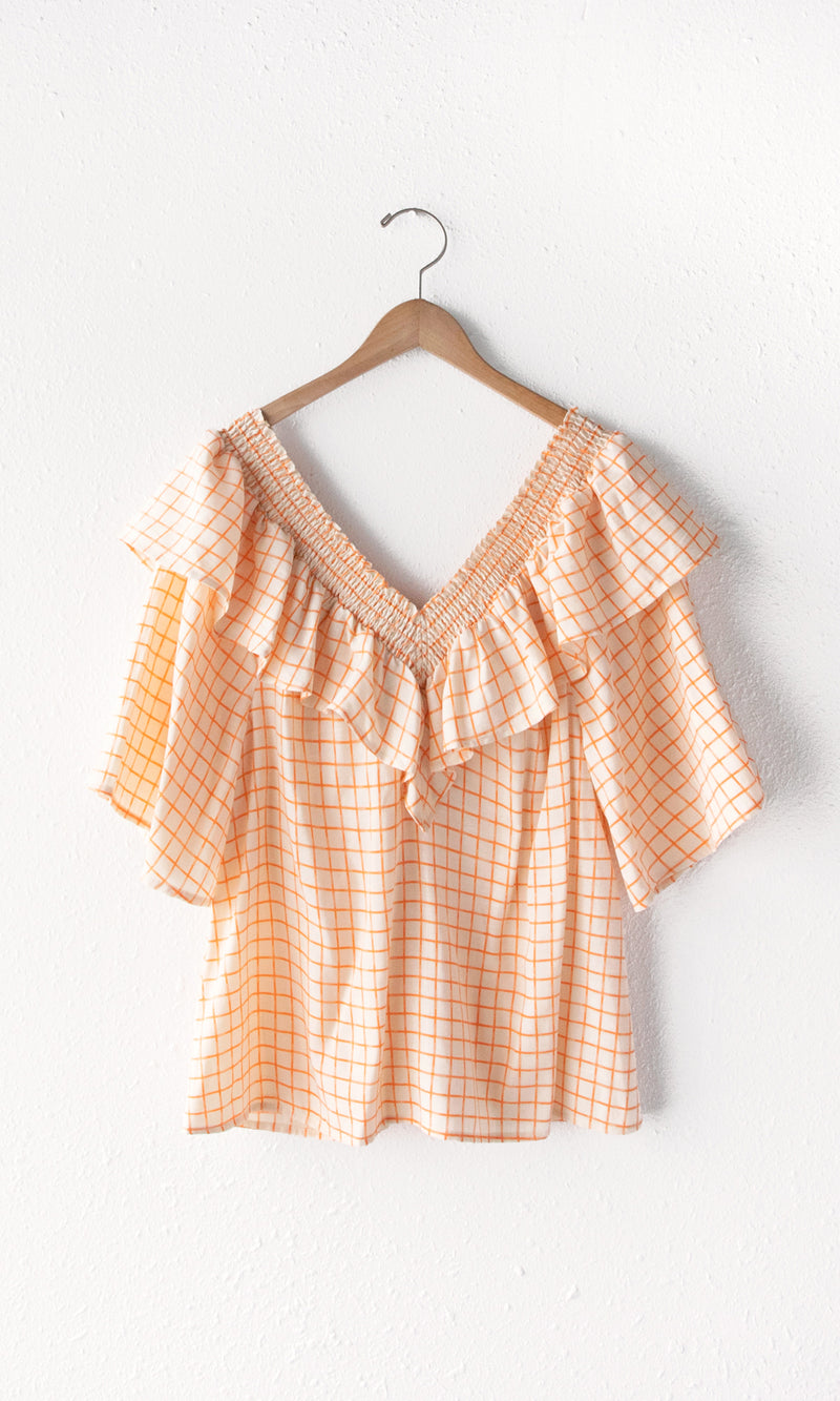 Belina Check Ruffled Top