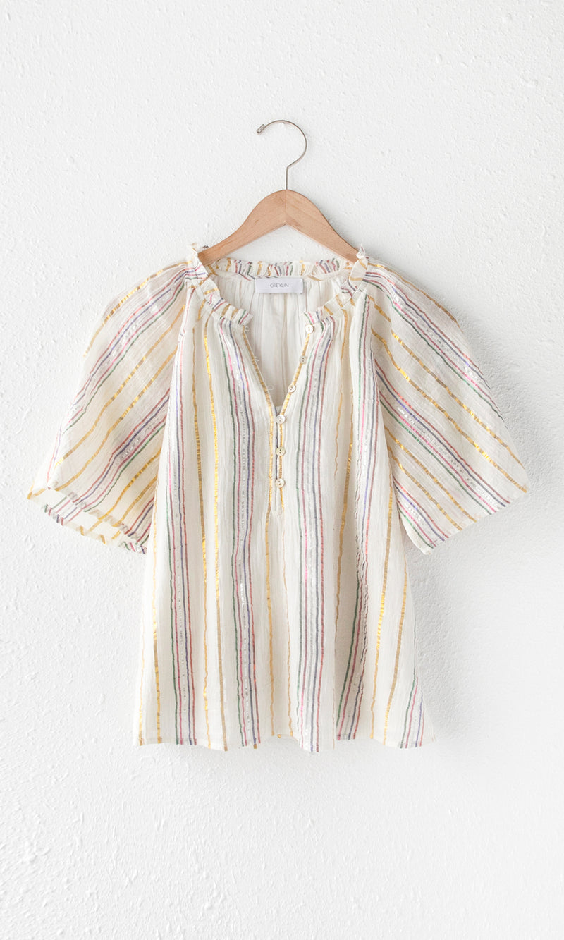 Nissa Metallic Threaded Blouse