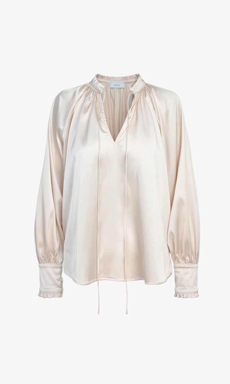 Larissa Wide Cuff Sateen Blouse