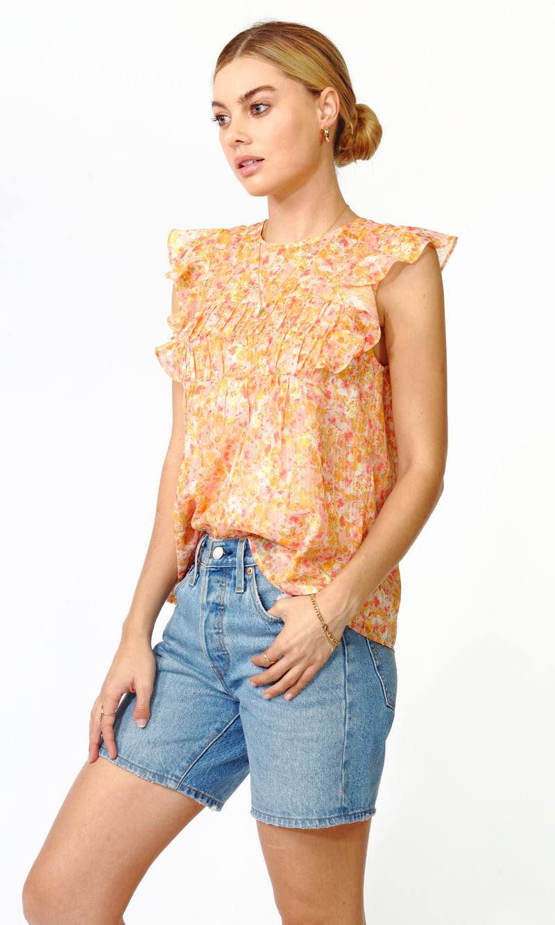 Wynni Textured Chiffon Ruffled Top